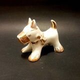 Antiguo Perro De Porcelana Japonesa Con Oro Bibelot Años 60