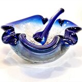 Antiguo Cenicero De Murano Con Intrusiones De Oro