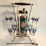 Juego De Coctelera Carousel Vintage 1950 Estilo Mid-Century Modern