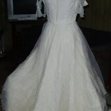 Vestido Blanco Fiesta Pollera Acampanada Volados Liniers